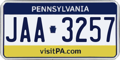 PA license plate JAA3257