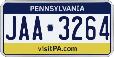 PA license plate JAA3264