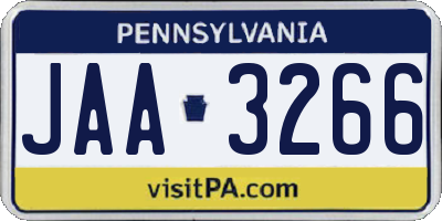 PA license plate JAA3266