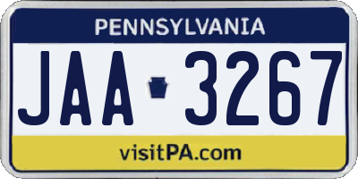 PA license plate JAA3267