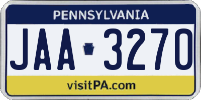 PA license plate JAA3270