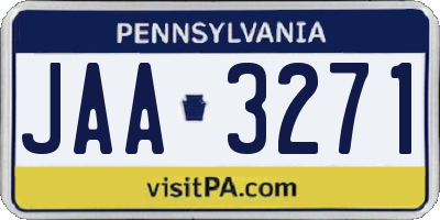 PA license plate JAA3271