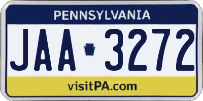 PA license plate JAA3272