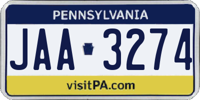 PA license plate JAA3274