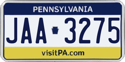 PA license plate JAA3275