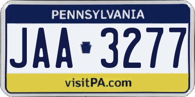 PA license plate JAA3277