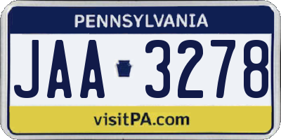 PA license plate JAA3278