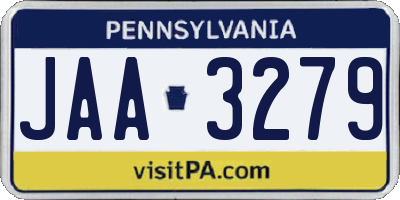 PA license plate JAA3279