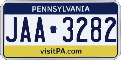 PA license plate JAA3282