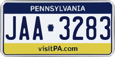 PA license plate JAA3283