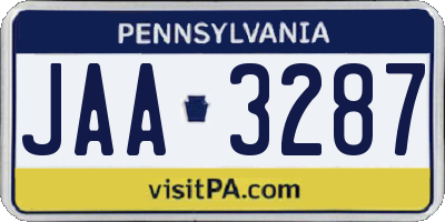 PA license plate JAA3287