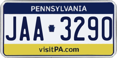 PA license plate JAA3290