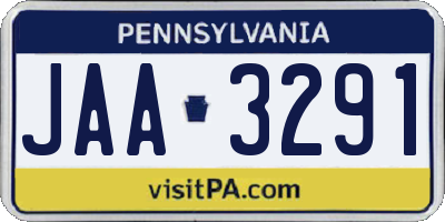 PA license plate JAA3291