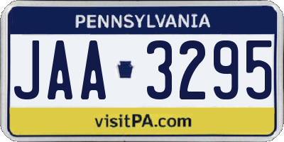 PA license plate JAA3295