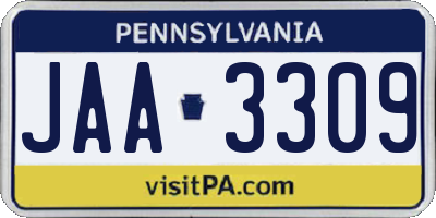 PA license plate JAA3309
