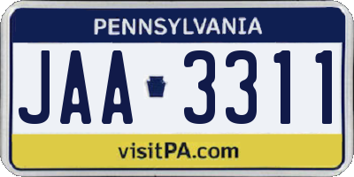 PA license plate JAA3311