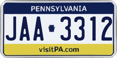 PA license plate JAA3312