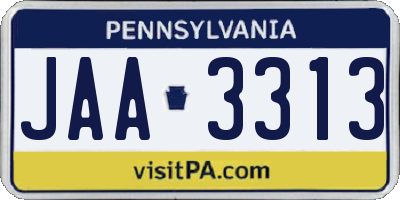 PA license plate JAA3313