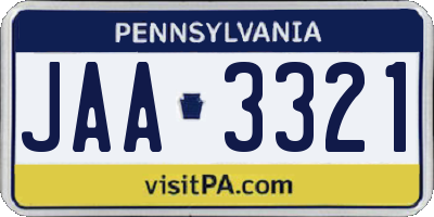 PA license plate JAA3321