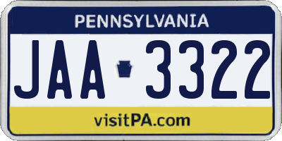 PA license plate JAA3322