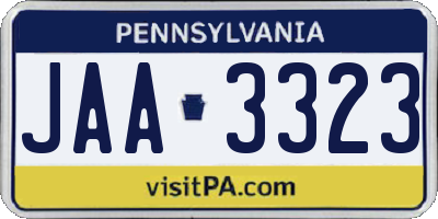 PA license plate JAA3323