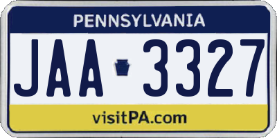 PA license plate JAA3327