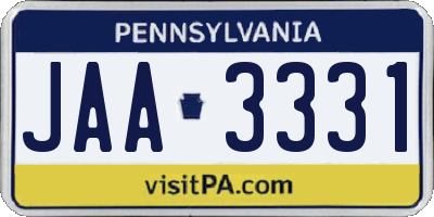 PA license plate JAA3331