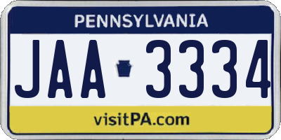 PA license plate JAA3334