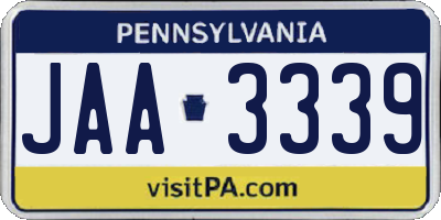 PA license plate JAA3339