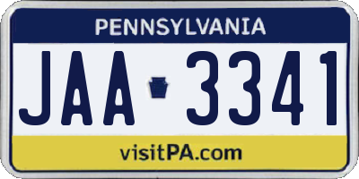 PA license plate JAA3341