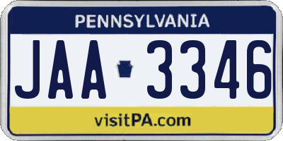 PA license plate JAA3346