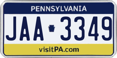 PA license plate JAA3349