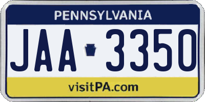 PA license plate JAA3350
