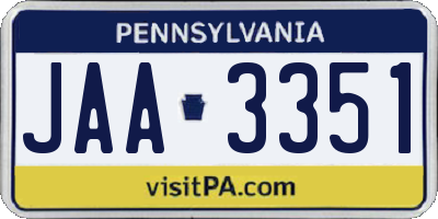 PA license plate JAA3351