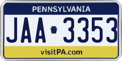 PA license plate JAA3353