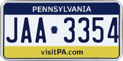 PA license plate JAA3354