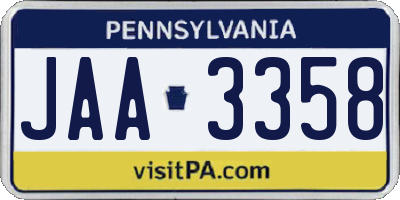 PA license plate JAA3358