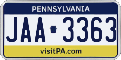 PA license plate JAA3363