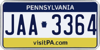 PA license plate JAA3364