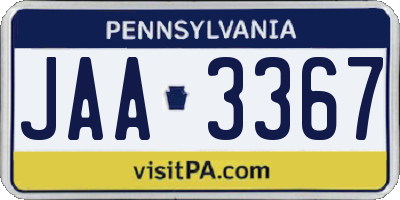 PA license plate JAA3367