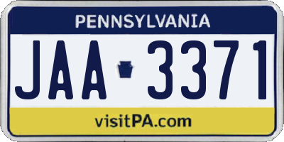 PA license plate JAA3371