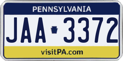 PA license plate JAA3372