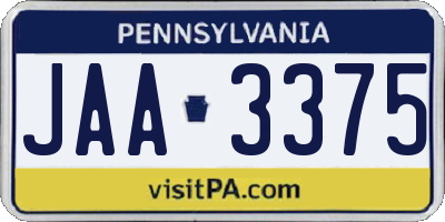 PA license plate JAA3375