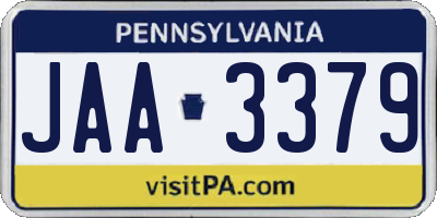 PA license plate JAA3379