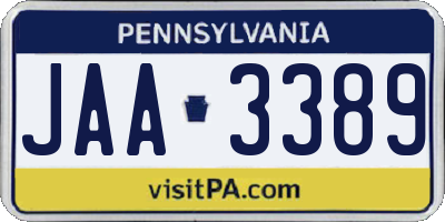 PA license plate JAA3389
