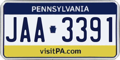PA license plate JAA3391