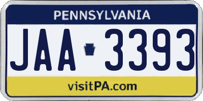 PA license plate JAA3393