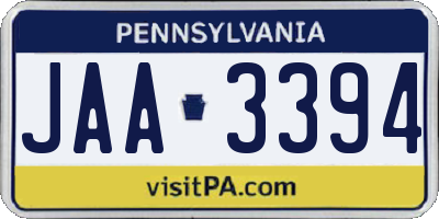 PA license plate JAA3394