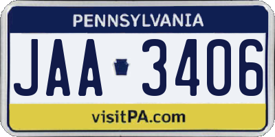 PA license plate JAA3406