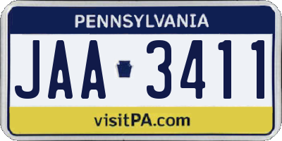 PA license plate JAA3411